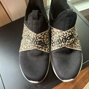 Adidas Women's Black and Leopard Print Sneakers